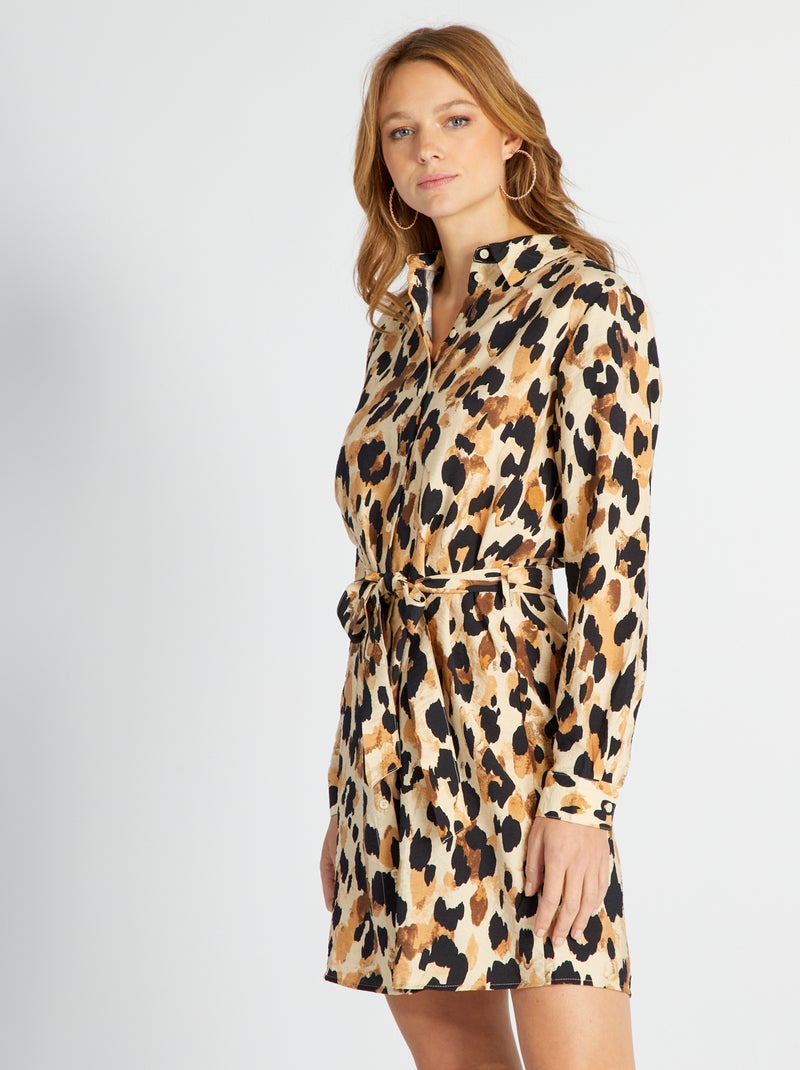 Vestido camisero estampado 'JDY' leopardo - Kiabi