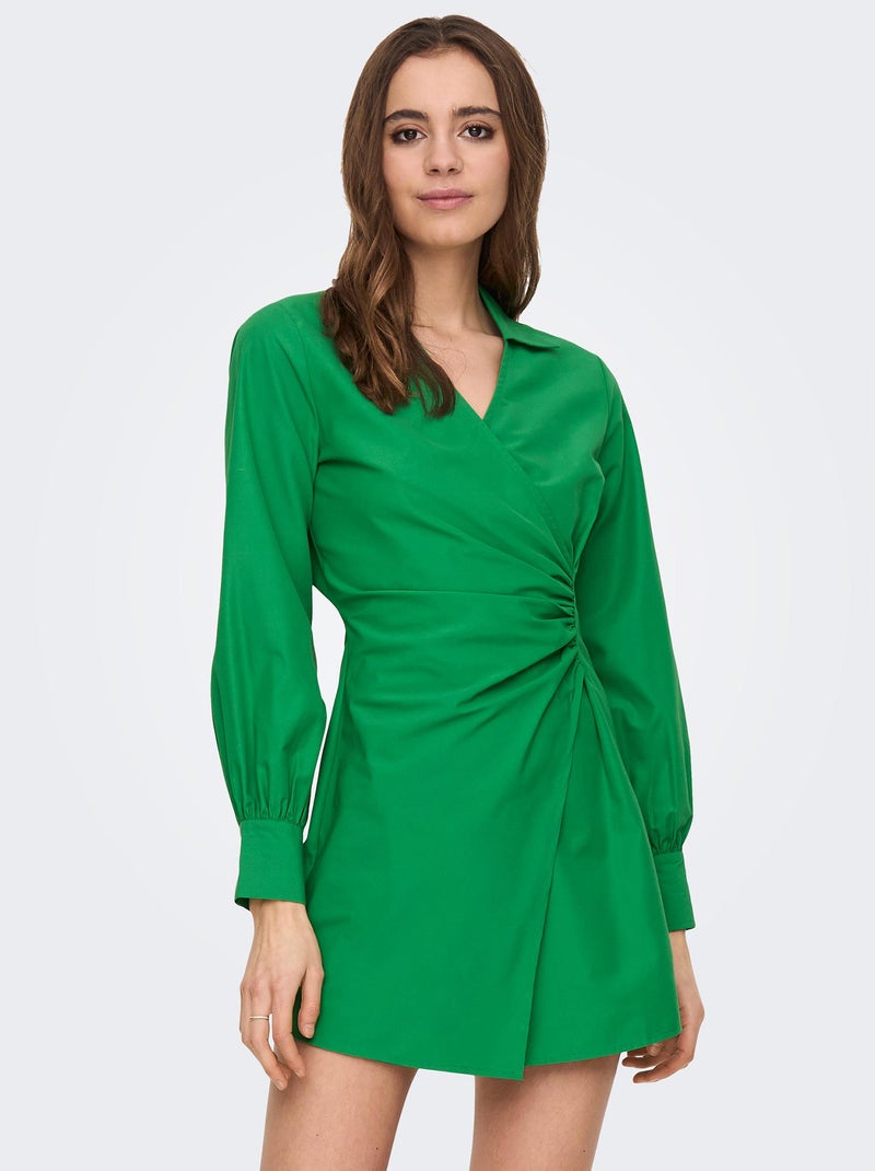 Vestido camisero 'JDY' efecto cruzado verde - Kiabi