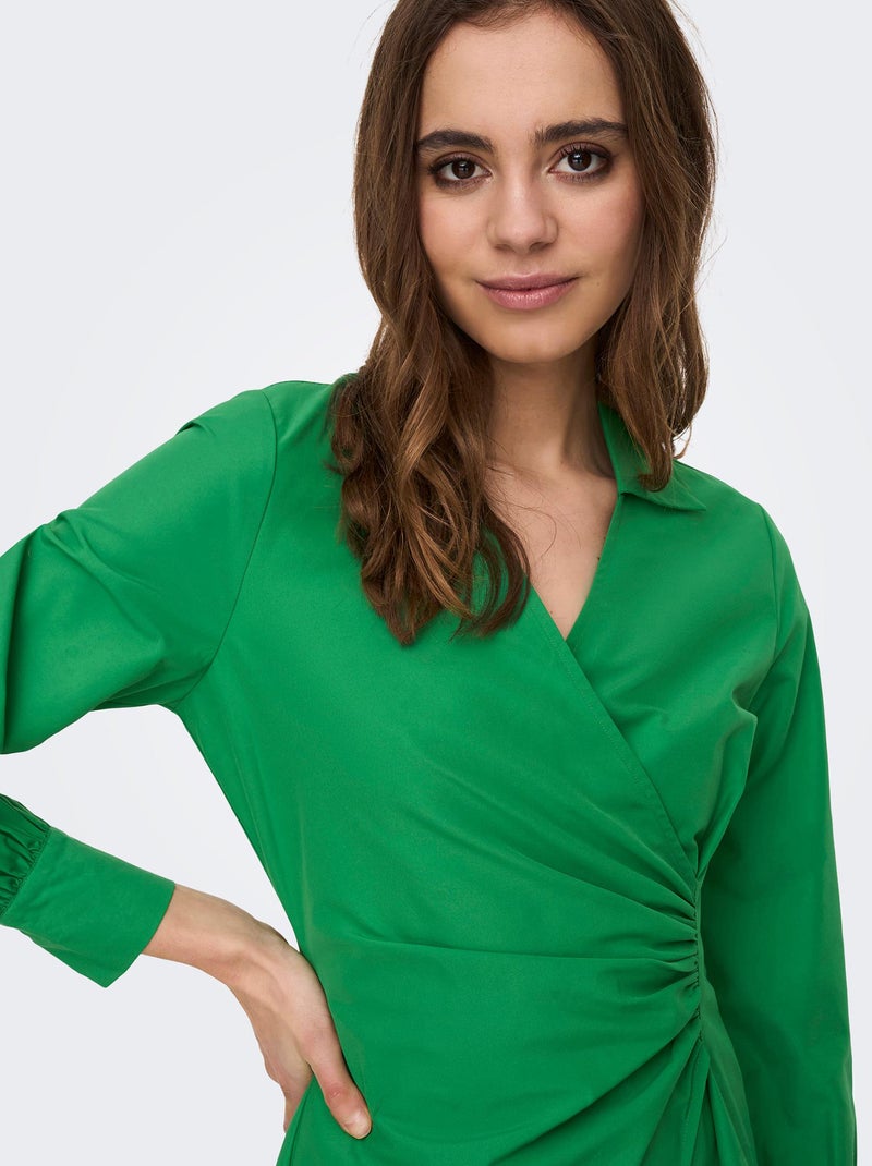Vestido camisero 'JDY' efecto cruzado verde - Kiabi