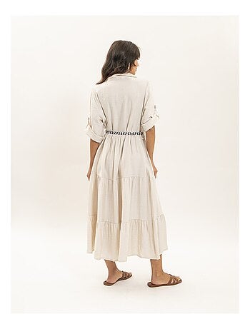 Vestido camisero largo con cinturón ITONIA