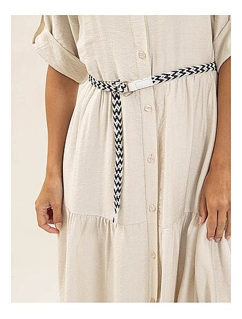 Vestido camisero largo con cinturón ITONIA