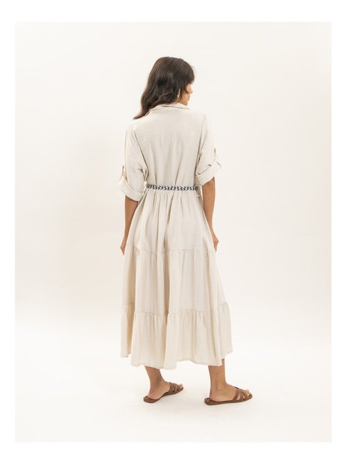 Vestido camisero largo con cinturón ITONIA - Kiabi