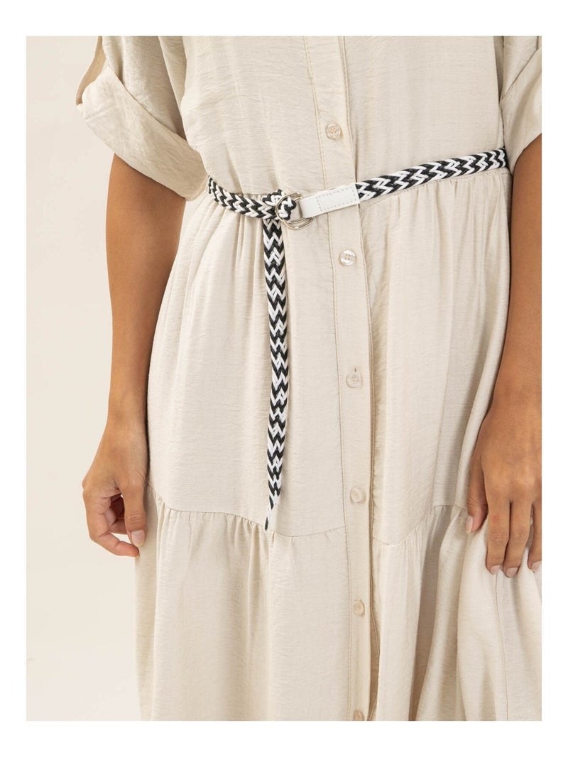 Vestido camisero largo con cinturón ITONIA Beige - Kiabi