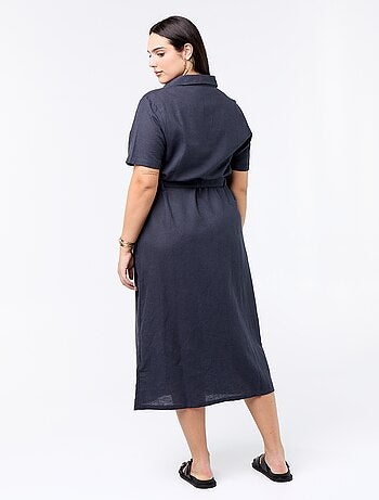 Vestido camisero largo con cinturón para anudar