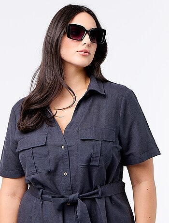 Vestido camisero largo con cinturón para anudar