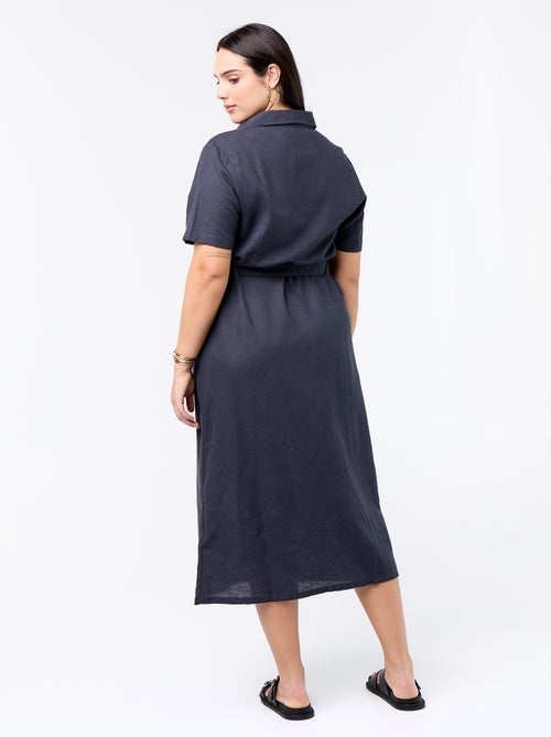 Vestido camisero largo con cinturón para anudar - Kiabi