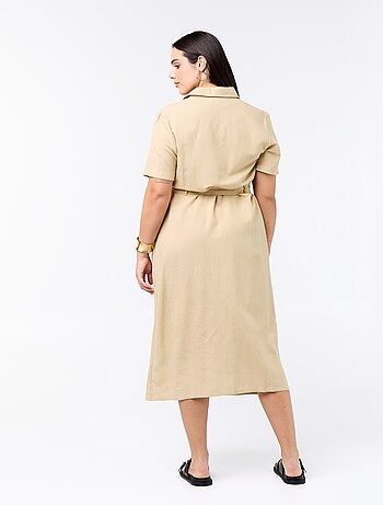 Vestido camisero largo con cinturón para anudar