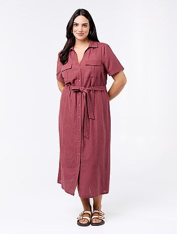 Vestido camisero largo con cinturón para anudar