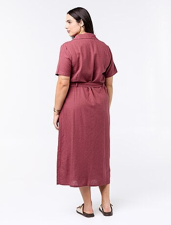 Vestido camisero largo con cinturón para anudar