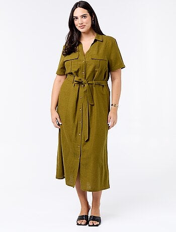 Vestido camisero largo con cinturón para anudar