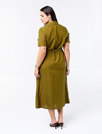 Vestido camisero largo con cinturón para anudar
