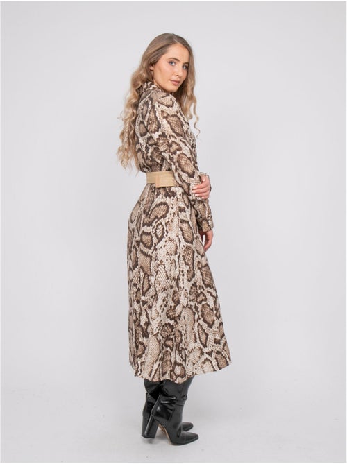 Vestido camisero largo con estampado de pitón e hilos dorados ipova - Kiabi Vestido camisero largo con estampado de pitón e hilos dorados ipova - Kiabi