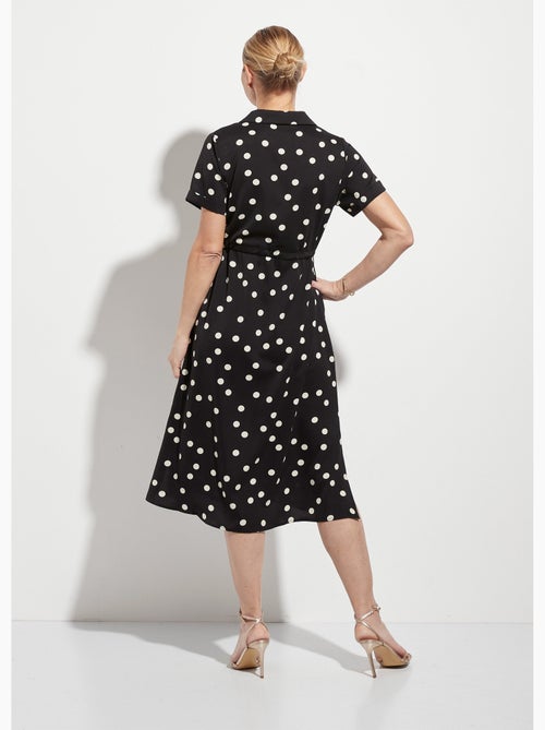 Vestido camisero largo de lunares con cinturón - AFIBEL - Kiabi