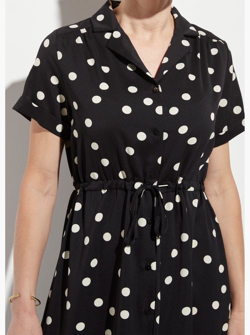 Vestido camisero largo de lunares con cinturón - AFIBEL - Kiabi