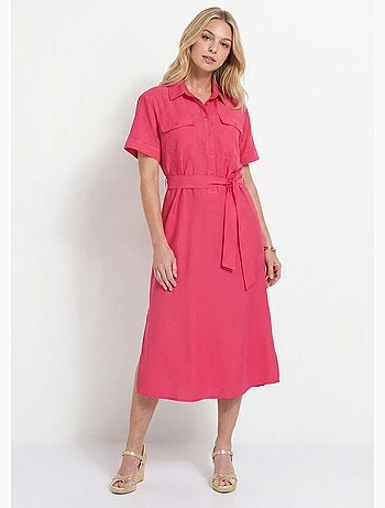 Vestido camisero largo de manga corta - Afibel
