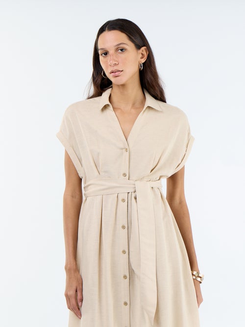 Vestido camisero largo de manga corta - Kiabi