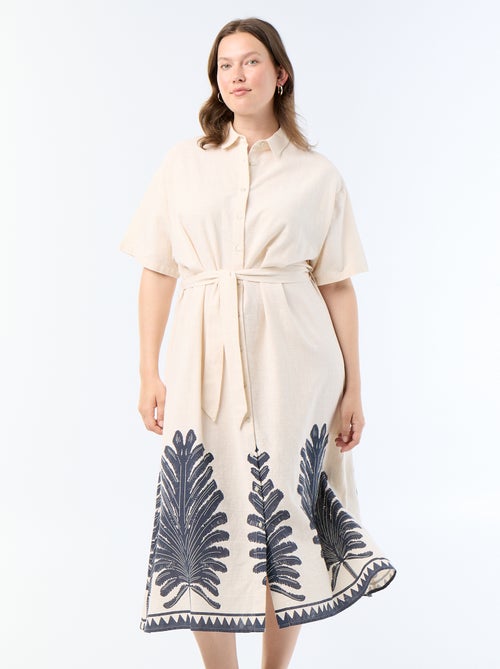 Vestido camisero largo de manga corta - Kiabi