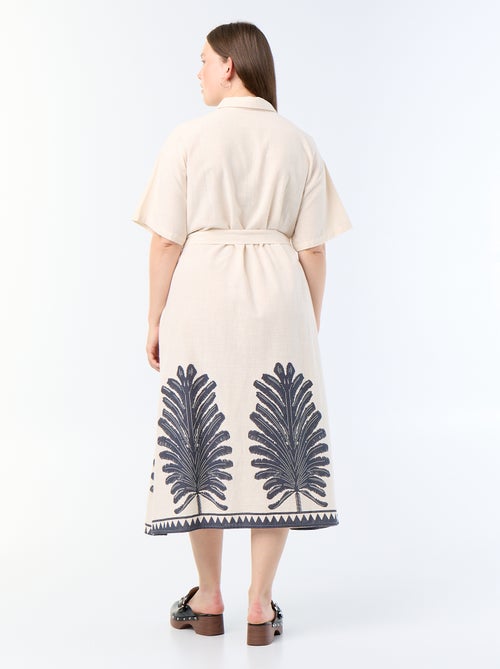 Vestido camisero largo de manga corta - Kiabi