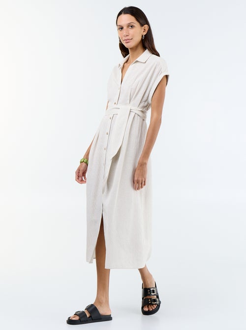 Vestido camisero largo de manga corta - Kiabi