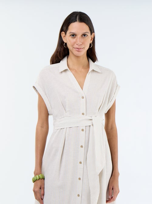 Vestido camisero largo de manga corta - Kiabi