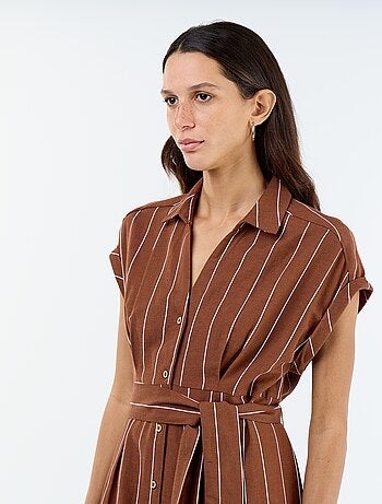 Vestido camisero largo de manga corta