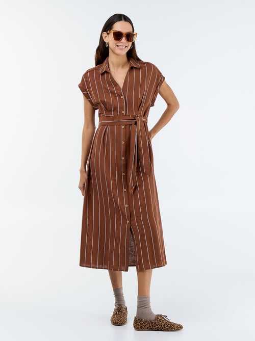 Vestido camisero largo de manga corta - Kiabi