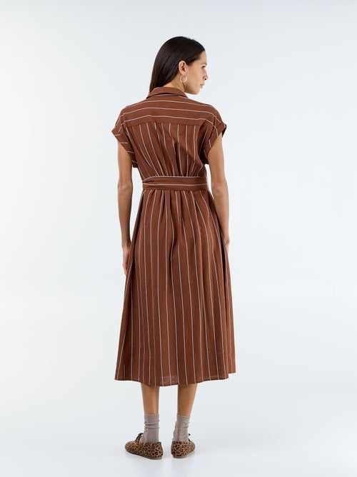 Vestido camisero largo de manga corta - Kiabi