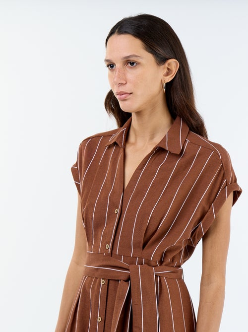 Vestido camisero largo de manga corta - Kiabi