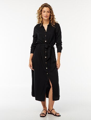 Vestido camisero largo estampado con cinturón