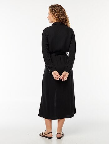 Vestido camisero largo estampado con cinturón