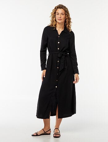 Vestido camisero largo estampado con cinturón