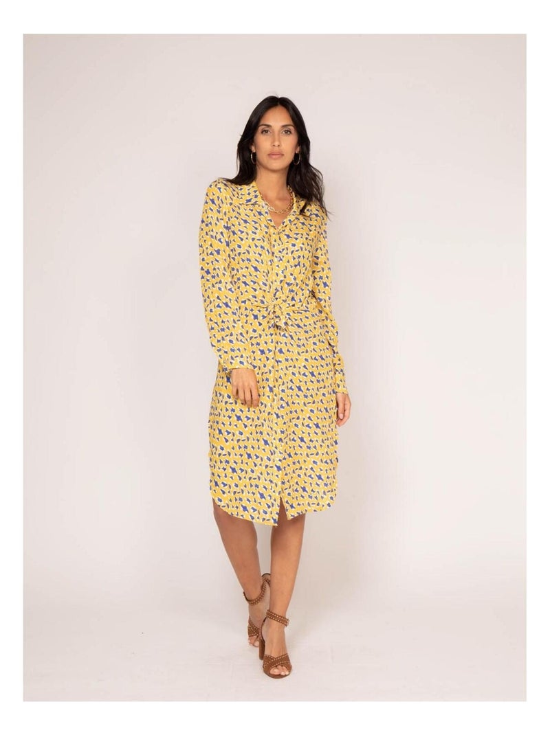 Vestido camisero largo estampado IGIRL Amarillo - Kiabi