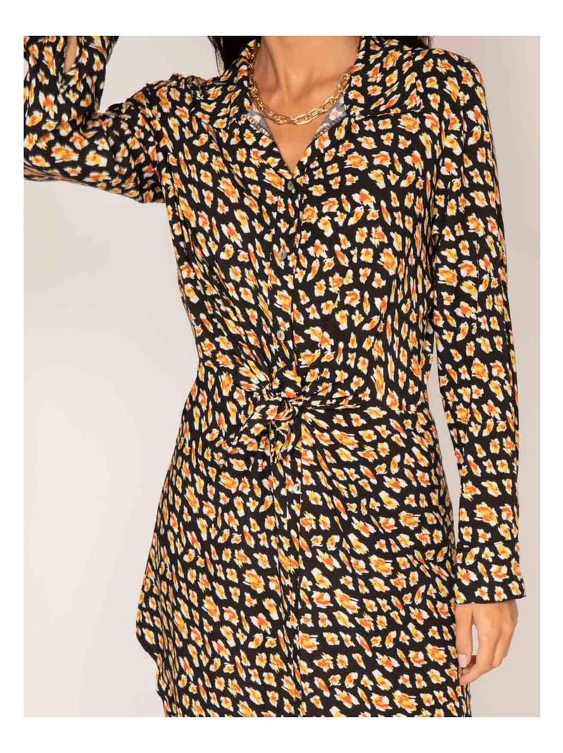 Vestido camisero largo estampado IGIRL Negro - Kiabi