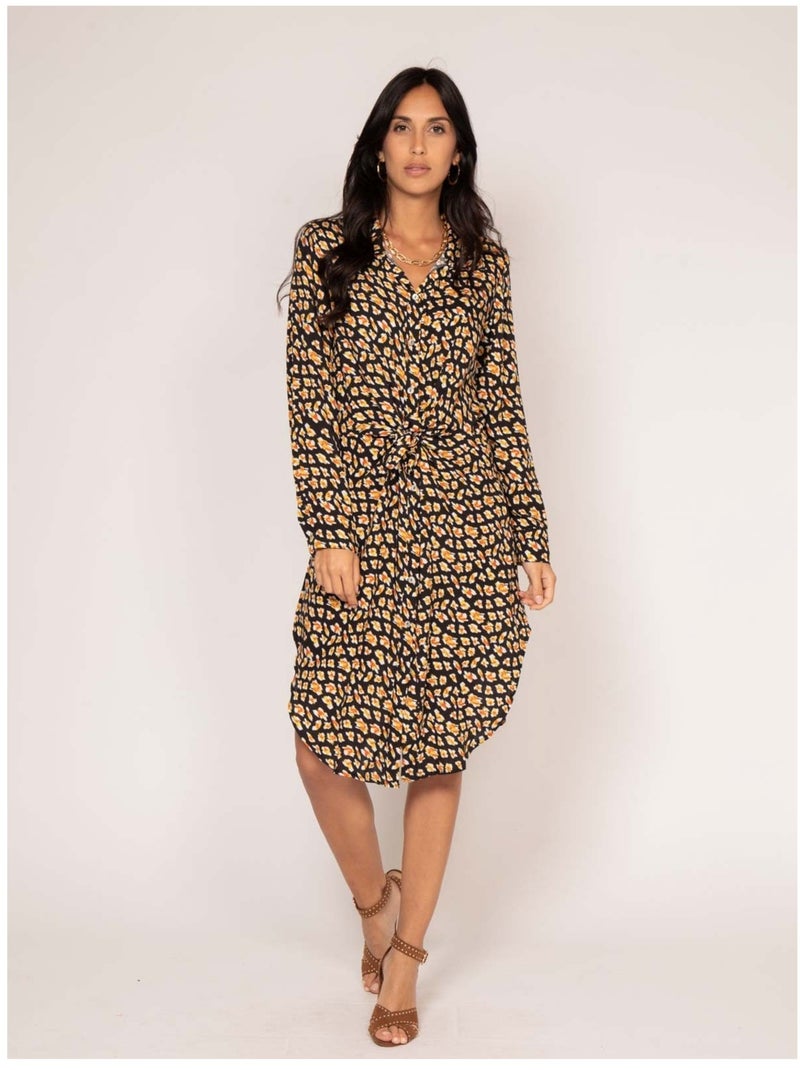Vestido camisero largo estampado IGIRL Negro - Kiabi