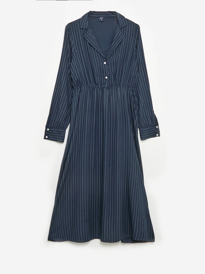 Vestido camisero largo fácil de poner Azul - Kiabi