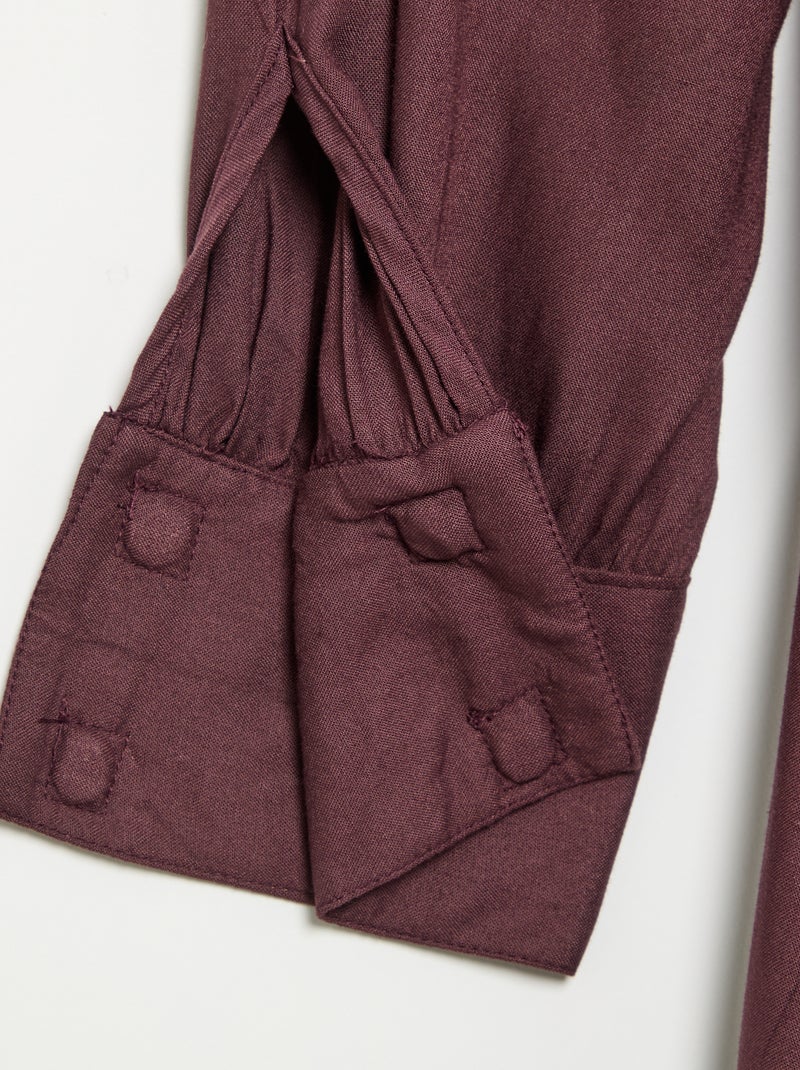 Vestido camisero largo fácil de poner Purpura - Kiabi