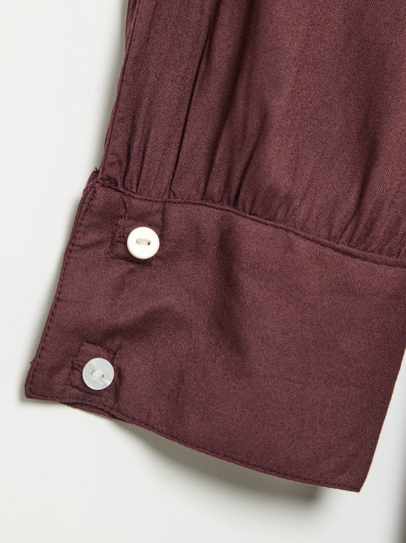 Vestido camisero largo fácil de poner Purpura - Kiabi