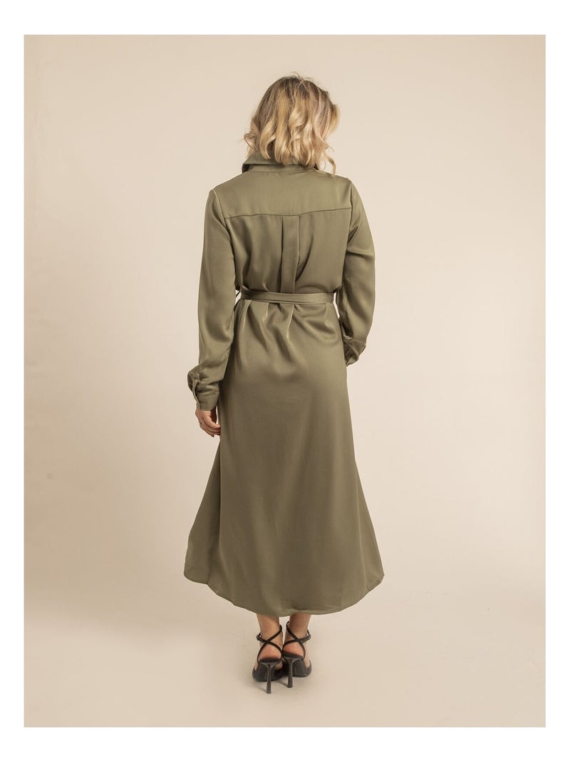 Vestido camisero largo ISELINE Caqui - Kiabi