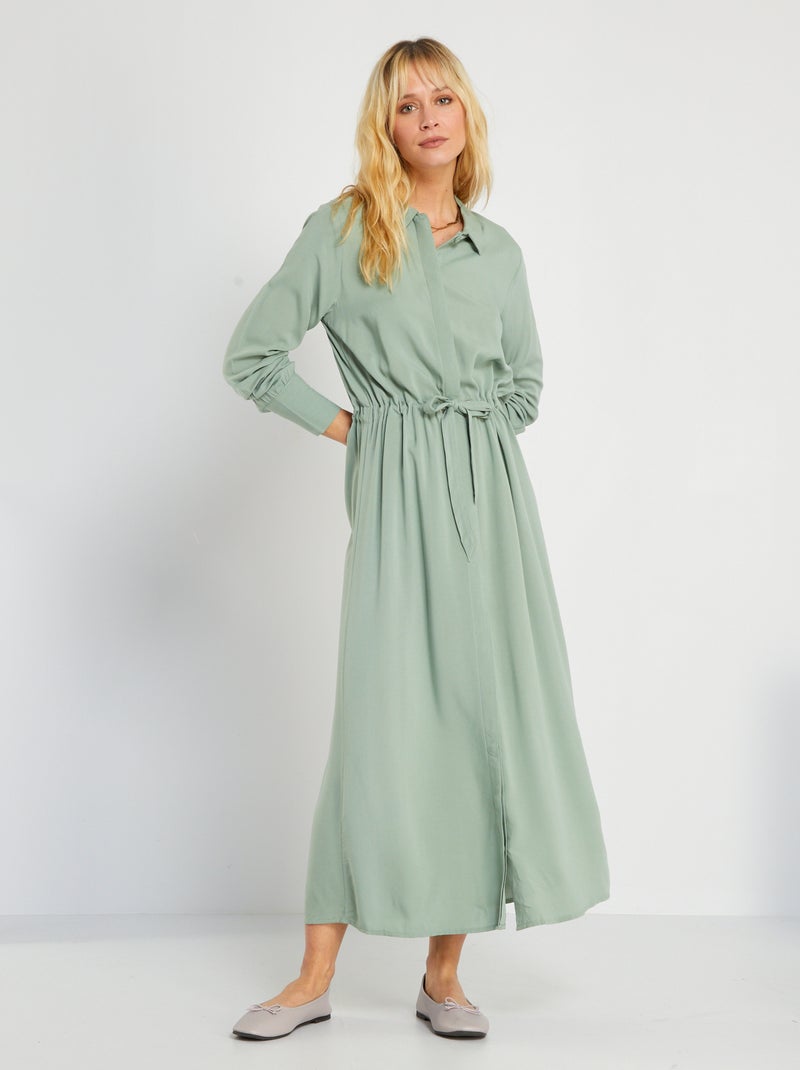 Vestido camisero largo KAKI - Kiabi