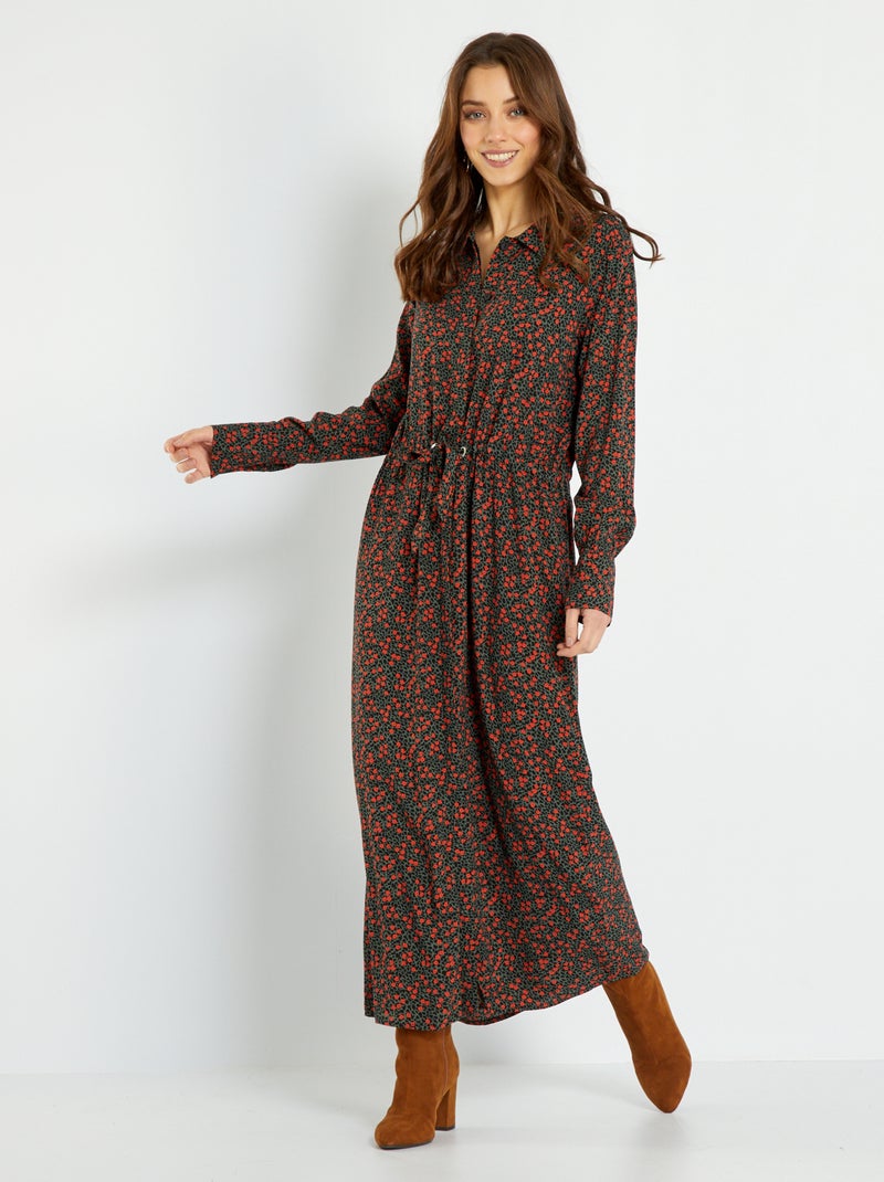 Vestido camisero largo KAKI - Kiabi