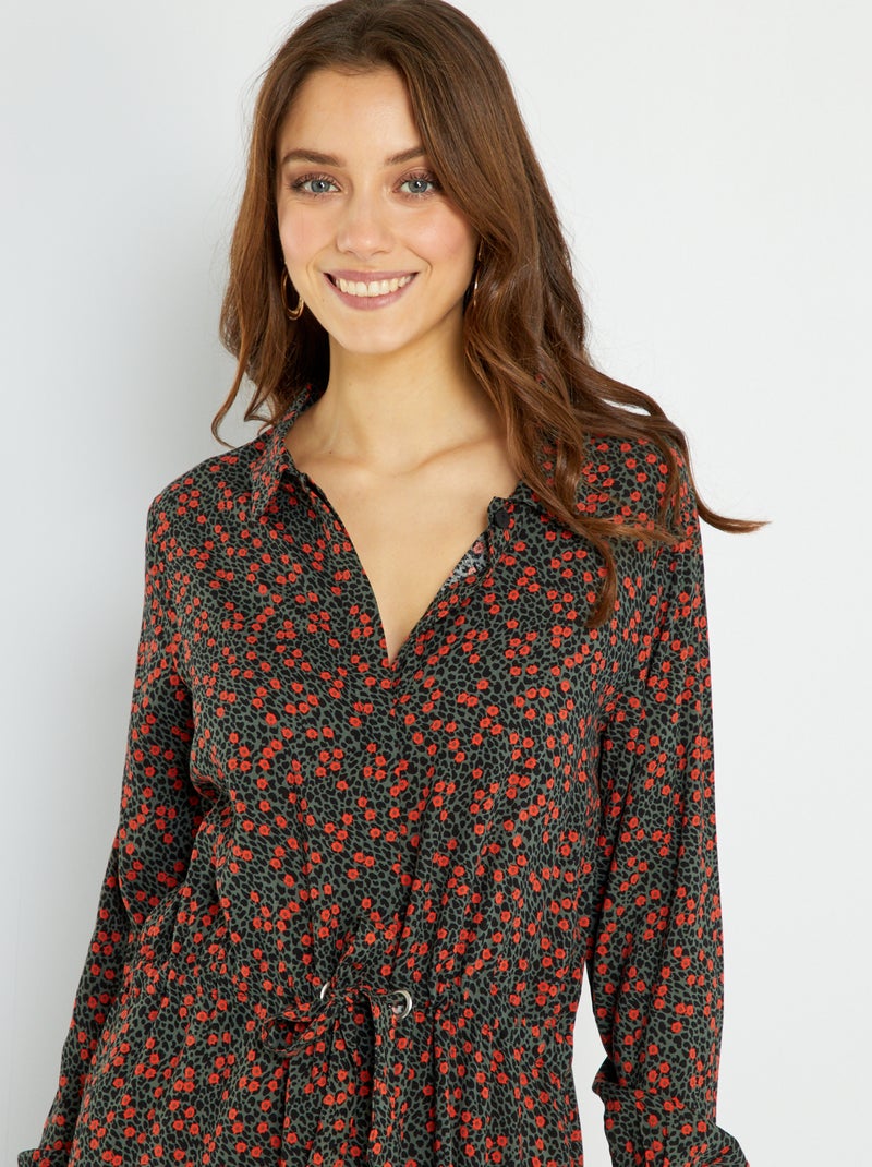 Vestido camisero largo KAKI - Kiabi
