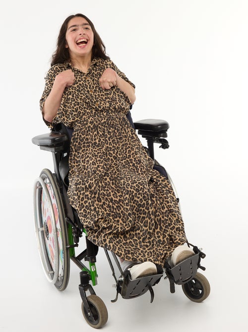 Vestido camisero largo leopardo - colección fácil de poner - Kiabi