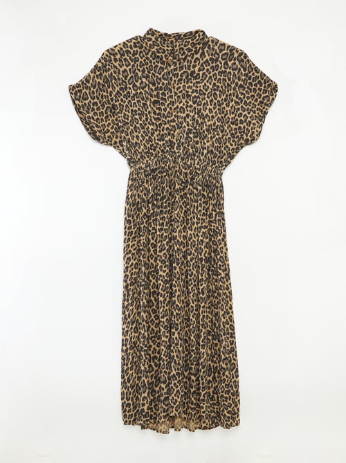 Vestido camisero largo leopardo - colección fácil de poner - Kiabi