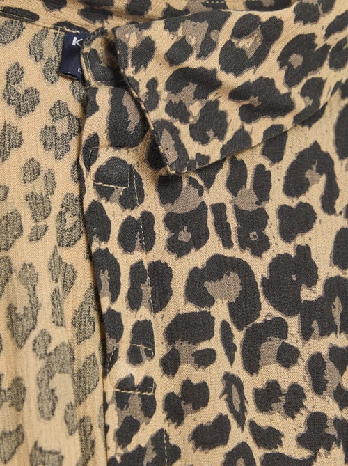 Vestido camisero largo leopardo - colección fácil de poner - Kiabi