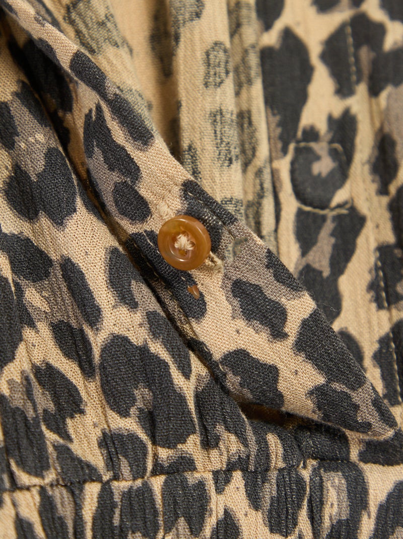Vestido camisero largo leopardo - colección fácil de poner Beige - Kiabi