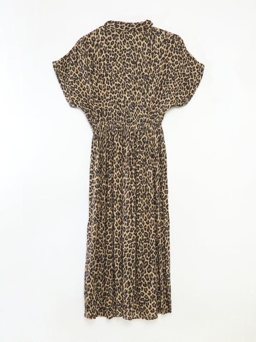 Vestido camisero largo leopardo - colección fácil de poner - Kiabi