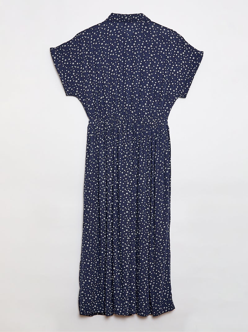 Vestido camisero largo leopardo - Fácil de Poner Azul - Kiabi