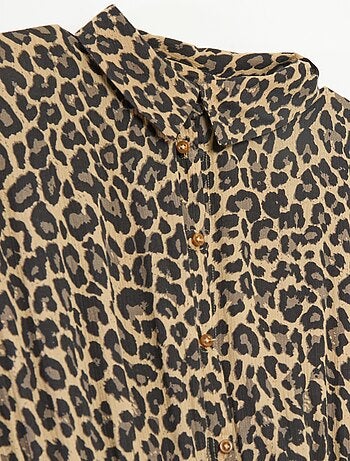 Vestido camisero largo leopardo - Fácil de Poner