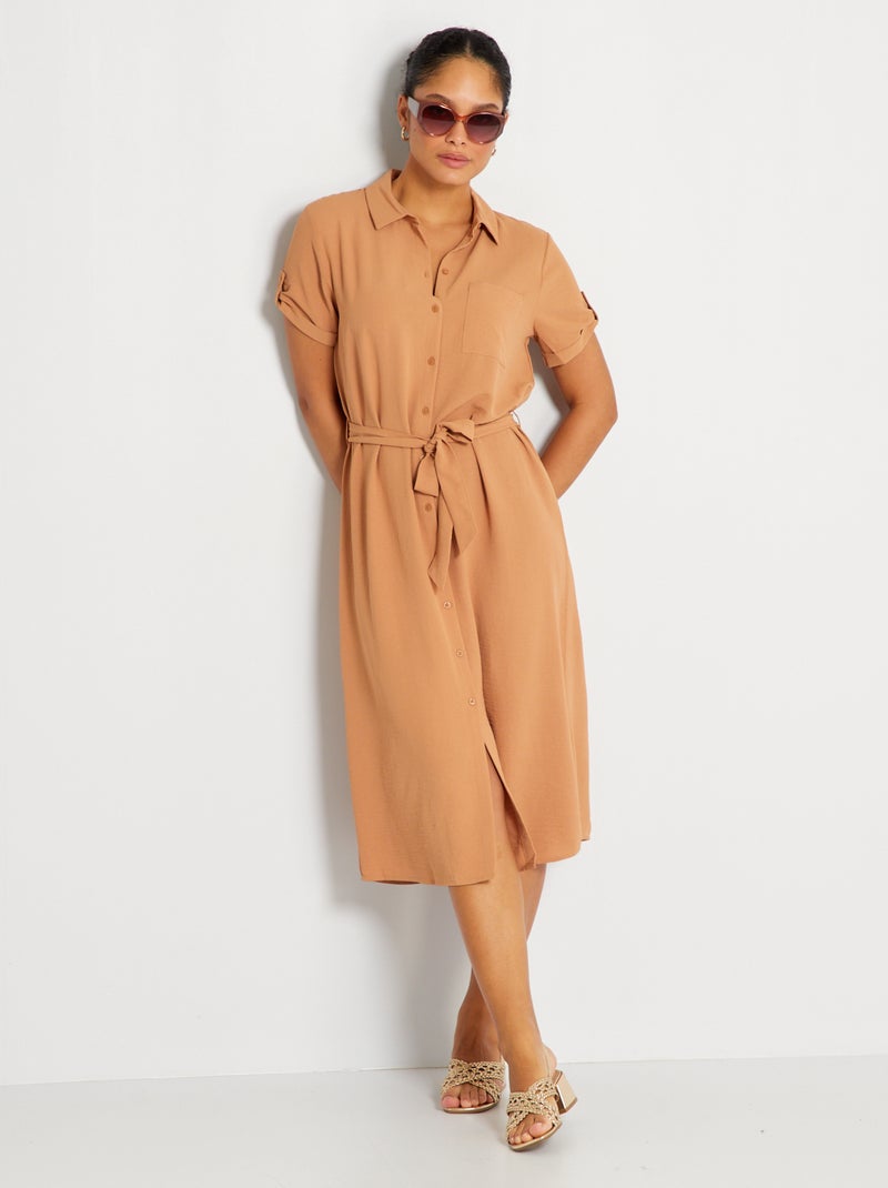 Vestido camisero largo medio 'JDY' camello - Kiabi
