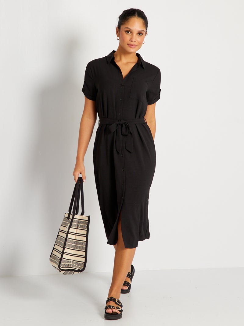 Vestido camisero largo medio 'JDY' negro - Kiabi